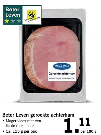 Aanbiedingen Beter leven gerookte achterham - Huismerk - Lidl - Geldig van 05/06/2017 tot 10/06/2017 bij Lidl