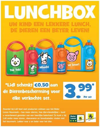 Aanbiedingen Uw kind een lekkere lunch, de dieren een beter leven - Huismerk - Lidl - Geldig van 05/06/2017 tot 10/06/2017 bij Lidl