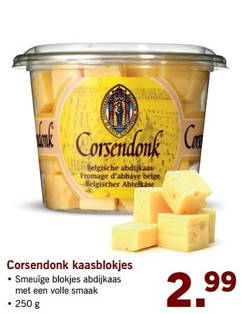 Aanbiedingen Corsendonk kaasblokjes - Corsendonk - Geldig van 05/06/2017 tot 10/06/2017 bij Lidl