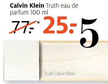 Aanbiedingen Calvin klein truth eau de parfum - Calvin Klein - Geldig van 05/06/2017 tot 18/06/2017 bij Etos