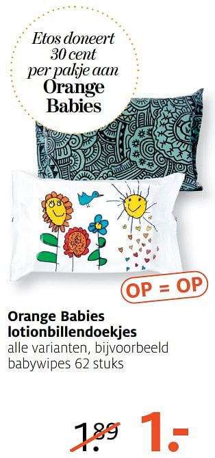 Aanbiedingen Babywipes - Orange Babies - Geldig van 05/06/2017 tot 18/06/2017 bij Etos