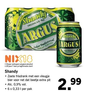 Aanbiedingen Shandy - Argus - Geldig van 05/06/2017 tot 10/06/2017 bij Lidl