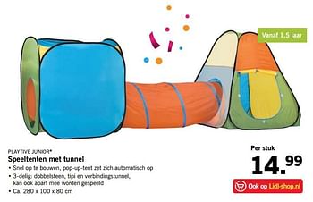 Aanbiedingen Speeltenten met tunnel - Playtive Junior - Geldig van 05/06/2017 tot 10/06/2017 bij Lidl