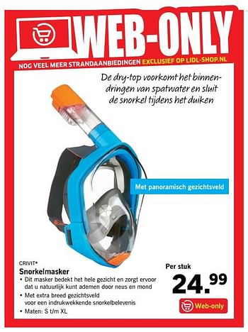 Aanbiedingen Snorkelmasker - Crivit - Geldig van 05/06/2017 tot 10/06/2017 bij Lidl
