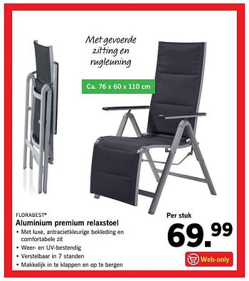Aanbiedingen Aluminium premium relaxstoel - Flora  Best - Geldig van 05/06/2017 tot 10/06/2017 bij Lidl