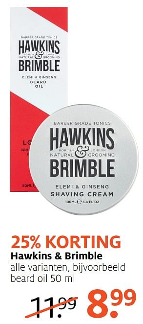 Aanbiedingen Hawkins + brimble beard oil - Hawkins &amp; Brimble - Geldig van 05/06/2017 tot 18/06/2017 bij Etos