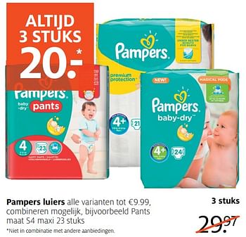 Aanbiedingen Pampers luiers ,pants maat s4 maxi - Pampers - Geldig van 05/06/2017 tot 18/06/2017 bij Etos