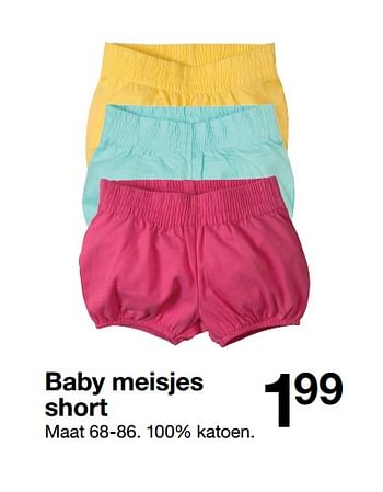 Aanbiedingen Baby meisjes short - Huismerk - Zeeman  - Geldig van 27/05/2017 tot 09/06/2017 bij Zeeman