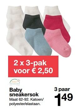 Aanbiedingen Baby sneakersok - Huismerk - Zeeman  - Geldig van 27/05/2017 tot 09/06/2017 bij Zeeman