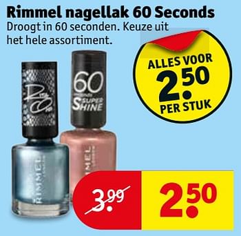Aanbiedingen Rimmel nagellak 60 seconds - Rimmel - Geldig van 06/06/2017 tot 11/06/2017 bij Kruidvat