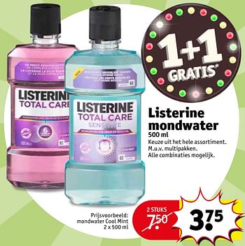 Aanbiedingen Mondwater cool mint - Listerine - Geldig van 06/06/2017 tot 11/06/2017 bij Kruidvat