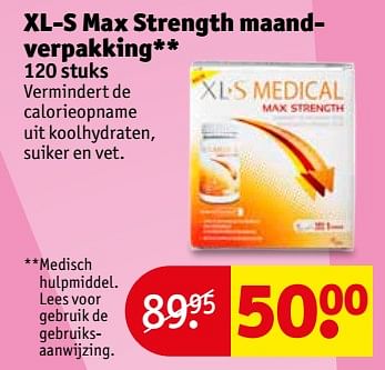 Aanbiedingen Xl-s max strength maandverpakking - XL-S Medical - Geldig van 06/06/2017 tot 11/06/2017 bij Kruidvat