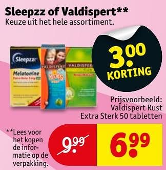 Aanbiedingen Valdispert rust extra sterk 50 tabletten - Sleepzz - Geldig van 06/06/2017 tot 11/06/2017 bij Kruidvat
