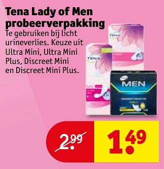 Aanbiedingen Tena lady of men probeerverpakking - Tena - Geldig van 06/06/2017 tot 11/06/2017 bij Kruidvat