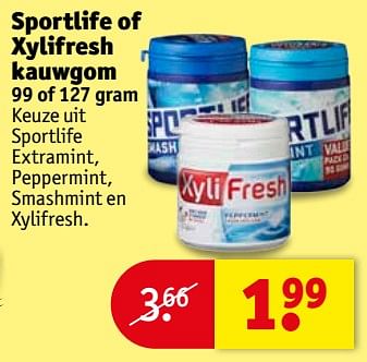 Aanbiedingen Sportlife of xylifresh kauwgom - Sportlife - Geldig van 06/06/2017 tot 11/06/2017 bij Kruidvat