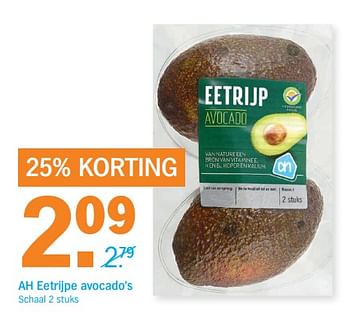 Aanbiedingen Ah eetrijpe avocado`s - Huismerk - Albert Heijn - Geldig van 06/06/2017 tot 11/06/2017 bij Albert Heijn