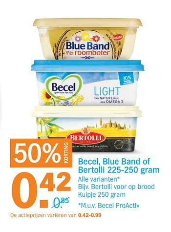 Aanbiedingen Becel, blue band of bertolli , bertolli voor op brood kuipje - Huismerk - Albert Heijn - Geldig van 06/06/2017 tot 11/06/2017 bij Albert Heijn