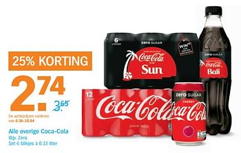 Aanbiedingen Zero - The Coca Cola Company - Geldig van 06/06/2017 tot 11/06/2017 bij Albert Heijn