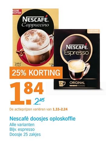 Aanbiedingen Nescafe doosjes oploskoffie - Nescafe - Geldig van 06/06/2017 tot 11/06/2017 bij Albert Heijn