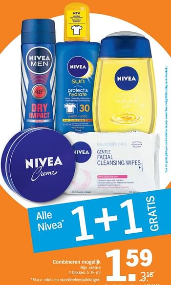 Aanbiedingen Nivea ,crème - Nivea - Geldig van 06/06/2017 tot 11/06/2017 bij Albert Heijn