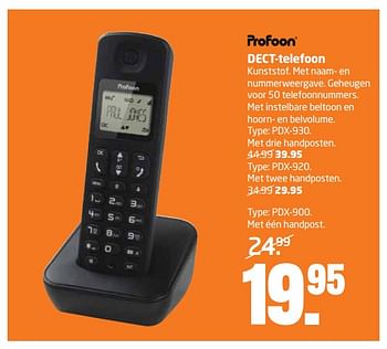 Aanbiedingen Profoon dect-telefoon pdx-900 - Profoon - Geldig van 06/06/2017 tot 18/06/2017 bij Formido