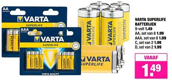 Aanbiedingen Varta superlife batterijen - Varta - Geldig van 05/06/2017 tot 18/06/2017 bij Big Bazar