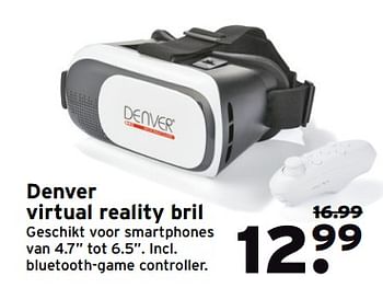 Aanbiedingen Denver virtual reality bril geschikt voor smartphones - Denver - Geldig van 06/06/2017 tot 11/06/2017 bij Gamma
