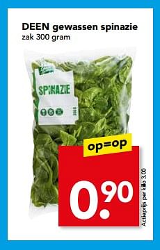 Aanbiedingen Gewassen spinazie - Huismerk deen supermarkt - Geldig van 04/06/2017 tot 10/06/2017 bij Deen Supermarkten