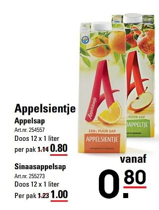 Aanbiedingen Appelsientje appelsap - Appelsientje - Geldig van 01/06/2017 tot 19/06/2017 bij Sligro