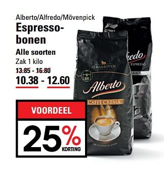 Aanbiedingen Alberto-alfredo-mövenpick espressobonen - Huismerk - Sligro - Geldig van 01/06/2017 tot 19/06/2017 bij Sligro