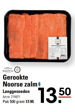 Aanbiedingen Gerookte noorse zalm langgesneden - Smit Vis - Geldig van 01/06/2017 tot 19/06/2017 bij Sligro