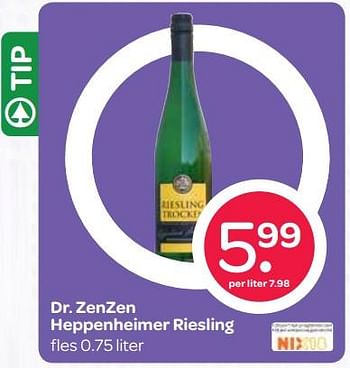 Aanbiedingen Dr. zenzen heppenheimer riesling - Witte wijnen - Geldig van 02/06/2017 tot 14/06/2017 bij Spar