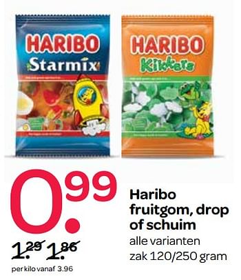 Aanbiedingen Haribo fruitgom, drop of schuim - Haribo - Geldig van 02/06/2017 tot 14/06/2017 bij Spar