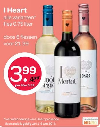 Aanbiedingen I heart - Rode wijnen - Geldig van 02/06/2017 tot 14/06/2017 bij Spar