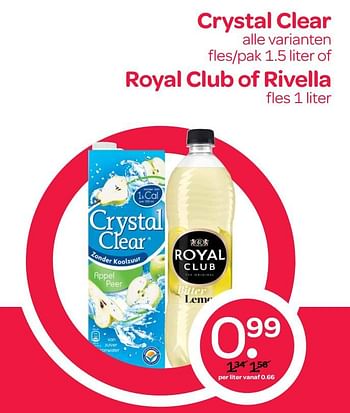 Aanbiedingen Crystal clear royal club of rivella - Huismerk - Spar  - Geldig van 02/06/2017 tot 14/06/2017 bij Spar