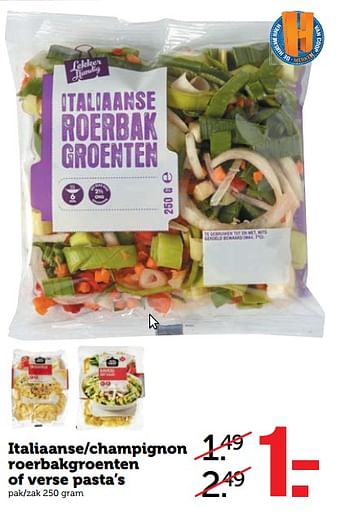 Aanbiedingen Italiaanse-champignon roerbakgroenten of verse pasta`s - Huismerk - Coop - Geldig van 05/06/2017 tot 11/06/2017 bij Coop