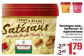 Aanbiedingen Verstegen saté,- barbecue- of zigeunersaus - Verstegen - Geldig van 05/06/2017 tot 11/06/2017 bij Coop