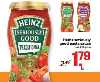 Aanbiedingen Heinz seriously good pasta sauce - Heinz - Geldig van 05/06/2017 tot 11/06/2017 bij Coop