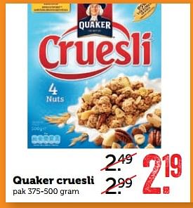 Aanbiedingen Quaker cruesli - Quaker - Geldig van 05/06/2017 tot 11/06/2017 bij Coop