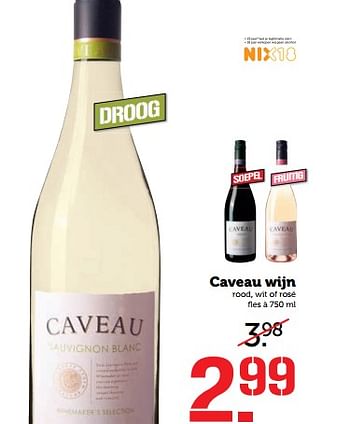 Aanbiedingen Caveau wijn rood, wit of rosé - Witte wijnen - Geldig van 05/06/2017 tot 11/06/2017 bij Coop