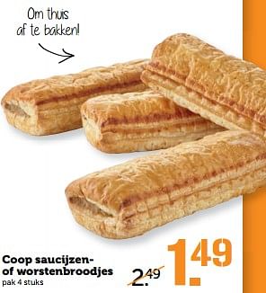 Aanbiedingen Coop saucijzenof worstenbroodjes - Huismerk - Coop - Geldig van 05/06/2017 tot 11/06/2017 bij Coop