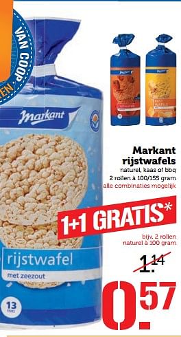 Aanbiedingen Markant rijstwafels , 2 rollen naturel - Markant - Geldig van 05/06/2017 tot 11/06/2017 bij Coop