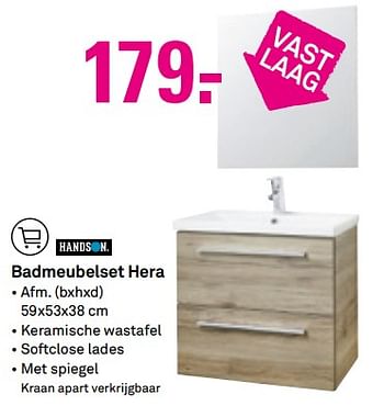 Aanbiedingen Badmeubelset hera - Handson - Geldig van 06/06/2017 tot 11/06/2017 bij Karwei