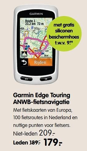 Aanbiedingen Garmin edge touring anwb-fietsnavigatie - Garmin - Geldig van 05/06/2017 tot 18/06/2017 bij ANWB
