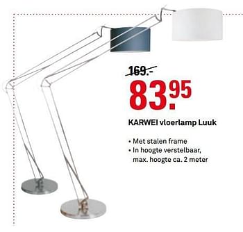 Aanbiedingen Karwei vloerlamp luuk - Huismerk Karwei - Geldig van 06/06/2017 tot 11/06/2017 bij Karwei