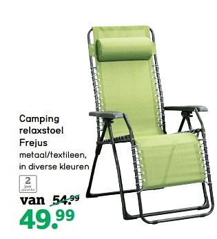 Aanbiedingen Camping relaxstoel frejus - Huismerk - Leen Bakker - Geldig van 05/06/2017 tot 18/06/2017 bij Leen Bakker