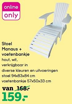 Aanbiedingen Stoel manaus + voetenbankje - Huismerk - Leen Bakker - Geldig van 05/06/2017 tot 18/06/2017 bij Leen Bakker