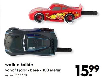 Aanbiedingen Walkie talkie - Cars - Geldig van 03/06/2017 tot 18/06/2017 bij Blokker