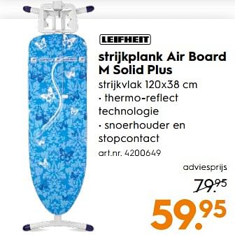 Aanbiedingen Strijkplank air board m solid plus - Leifheit - Geldig van 03/06/2017 tot 18/06/2017 bij Blokker