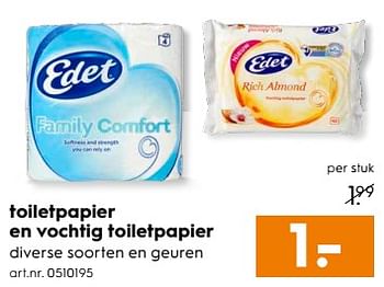 Aanbiedingen Toiletpapier en vochtig toiletpapier - Edet - Geldig van 03/06/2017 tot 18/06/2017 bij Blokker